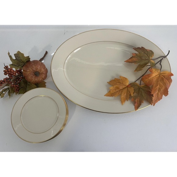 Lenox Hayworth Ivory China Platter with Gold Rim - Picture 7 of 8